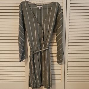 Striped V-Neck Wrap Dress